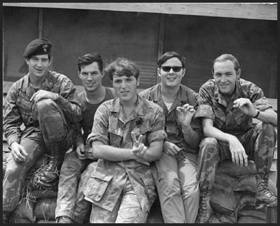 Rob Purvis and Friends on Sand Bags by (hootch) in An Khe - 1970