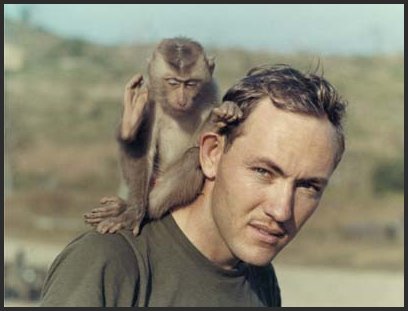 Pleiku Vietnam 1969 - Rob Purvis and Spider Monkey