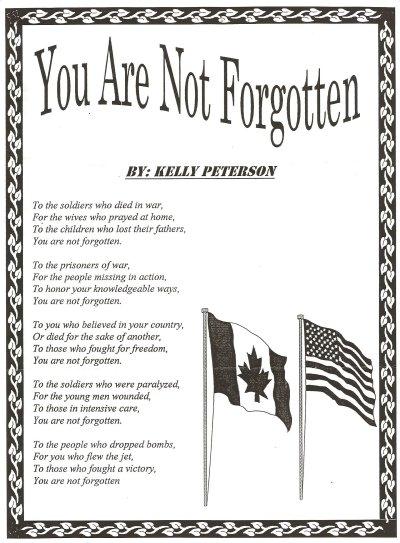 You Are Not Forgotten - Poem by Kelly Peterson 